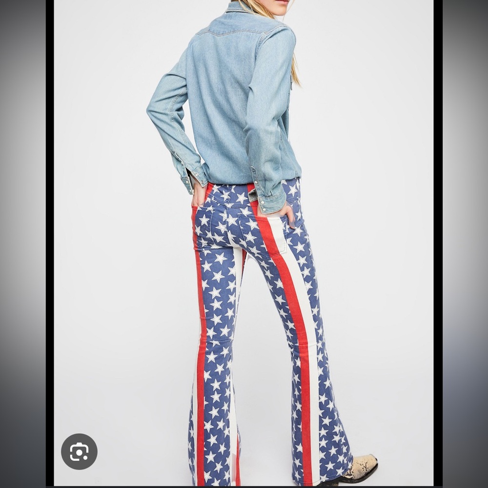 Free People Penny Pull-on Stars & Stripes Flare Jeans